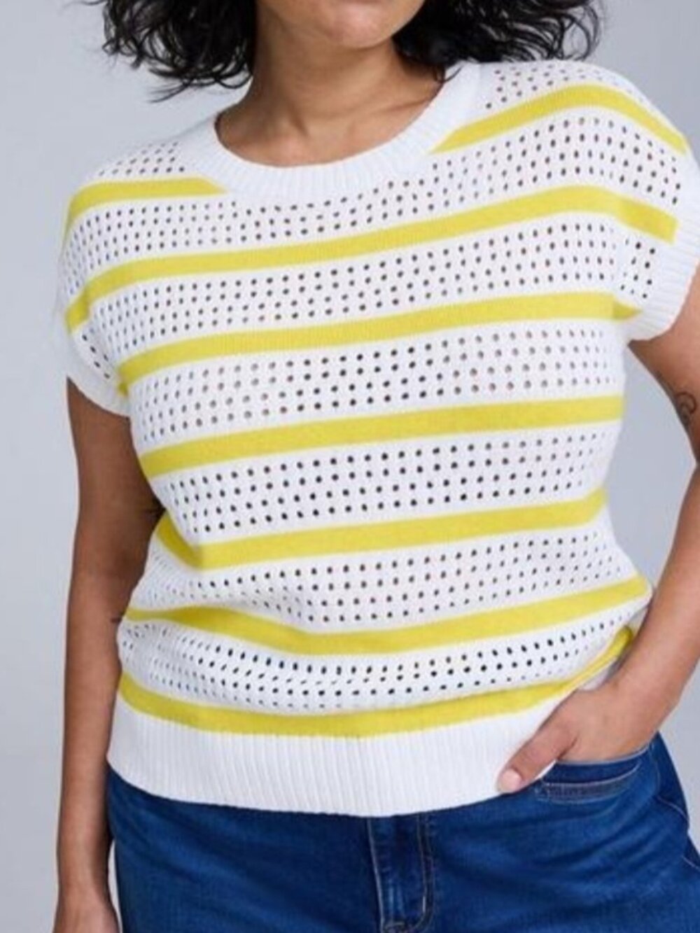 Torrid 100% cotton top open knit crochet coastal beachy yachtwear leisure Sz 1
